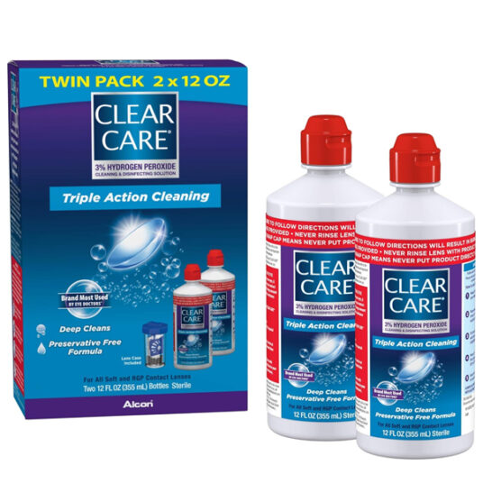 2-pack Clear Care contact cleaning & disinfecting solution with lens case for $10