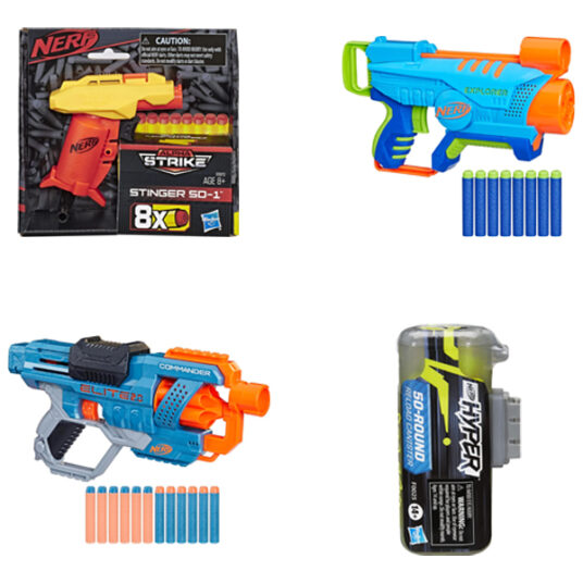 Nerf toys and accessories from $4