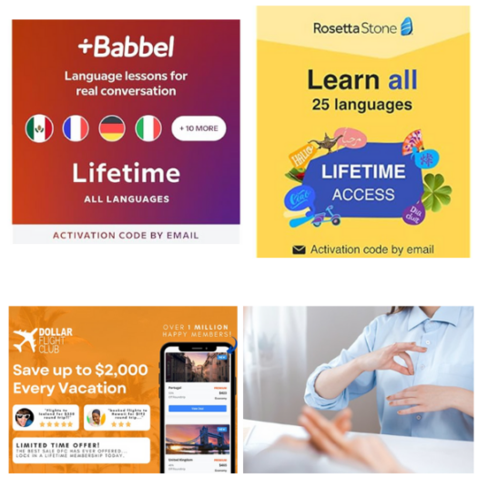 Rosetta Stone, Babbel, ASL & travel lifetime subscriptions from $16