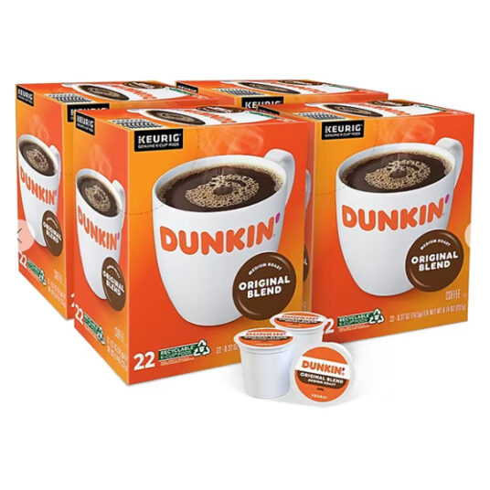 4-pack 22-count Dunkin’ Original Blend coffee Keurig K-Cup pods for $18 with AutoRestock