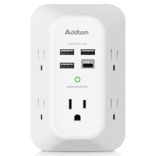 Prime members: Addtam 5 outlet 4 USB charger with surge protection for $10