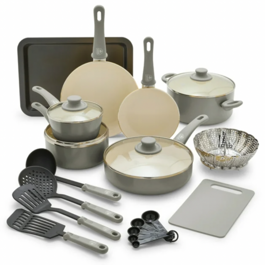 GreenLife 18-piece soft grip ceramic nonstick cookware set for $89