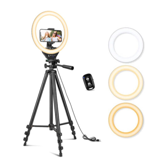 10″ ring light with 50″ extendable tripod stand for $25