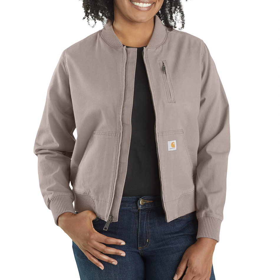 Women's Carhartt Crawford bomber jacket in Mink for $32 - Clark Deals