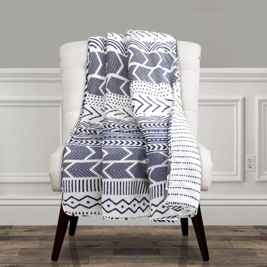 Hygge Geo navy and white throw blanket for $8