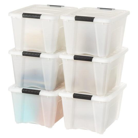 Iris USA 6-count 32 qt. stackable storage bins for $50