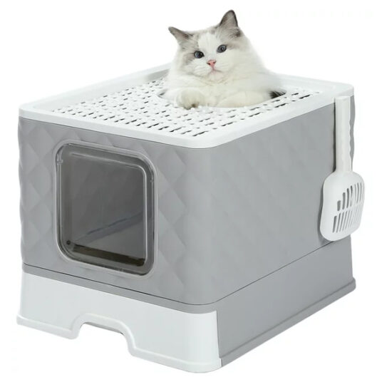 Pawz Road enclosed cat litter box with lid for $33