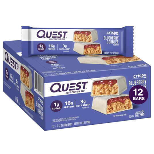 12-count Quest Nutrition Crispy Blueberry Cobbler Hero protein bars for $20