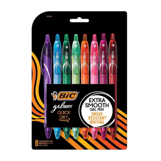 8-pack BIC Gel-ocity quick dry retractable gel pens for $9