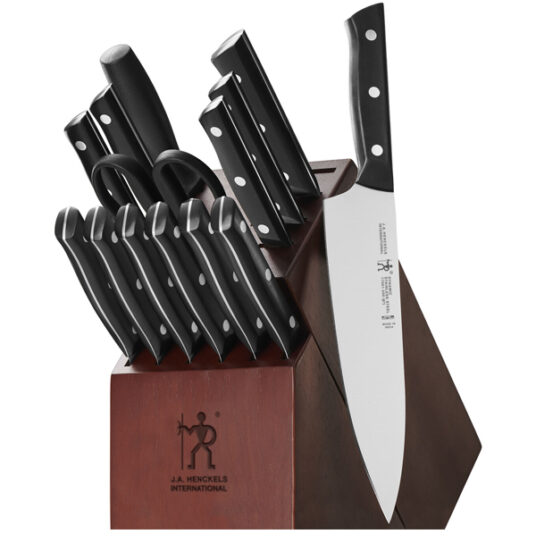 Henckels Dynamic razor-sharp 15-piece knife set for $112