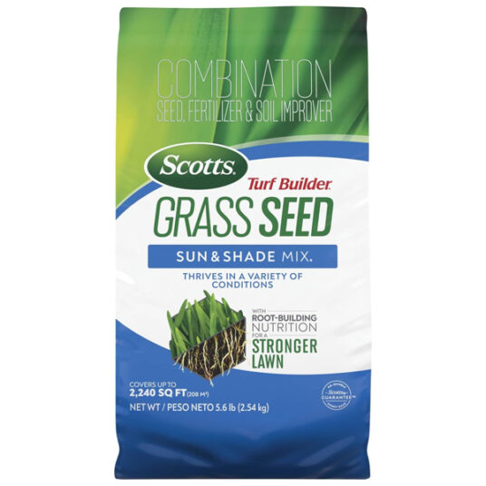 Scotts Turf Builder Sun & Shade grass seed with fertilizer for $25