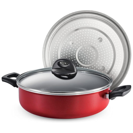 Tramontina 4-quart covered non-stick pan with steamer for $20