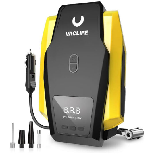 VacLife 12V portable tire air compressor for $25