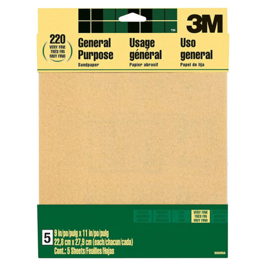 3M 220 general-purpose sandpaper 5-piece for $3