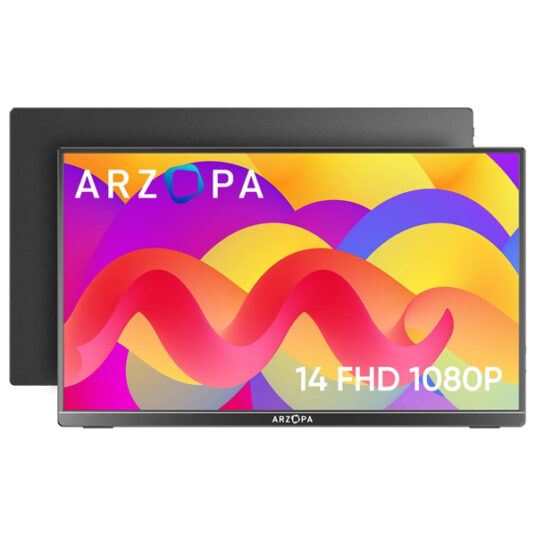 Arzopa 14-inch ultra slim portable monitor with speakers for $76