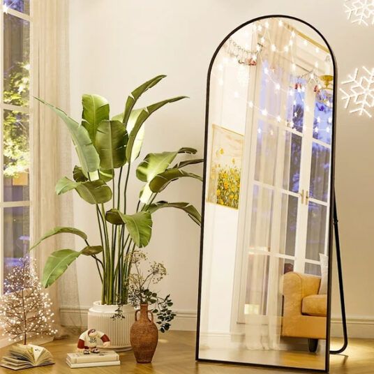 BeautyPeak arched full length floor mirror with stand for $60