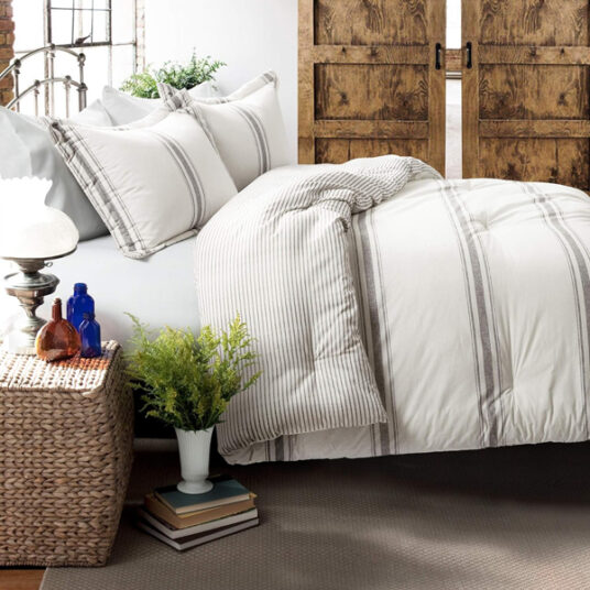 Lush Decor farmhouse reversible cotton comforter 4-piece set for $83