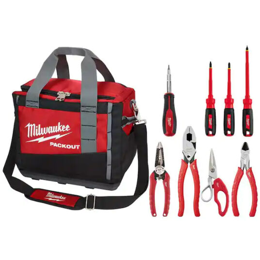 Milwaukee 15-inch Packout electrician tool bag set for $99