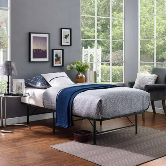 Modway Horizon twin stainless steel bed frame for $44