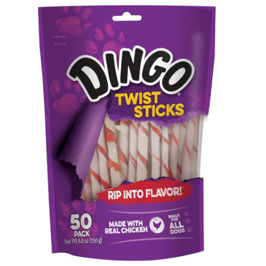 Dingo Twist Sticks 50-count rawhide chews for $4