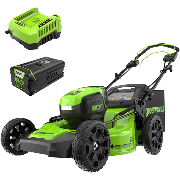 Greenworks Pro 80V cordless lawn mower with battery and charger for $420
