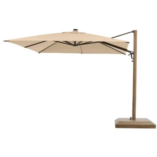 Home Decorators Collection 10-foot cantilever LED outdoor patio umbrella with base for $359