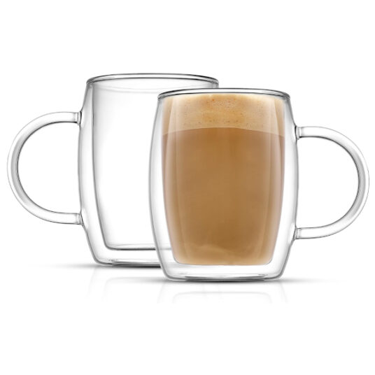 JoyJolt double wall glass coffee mugs for $14