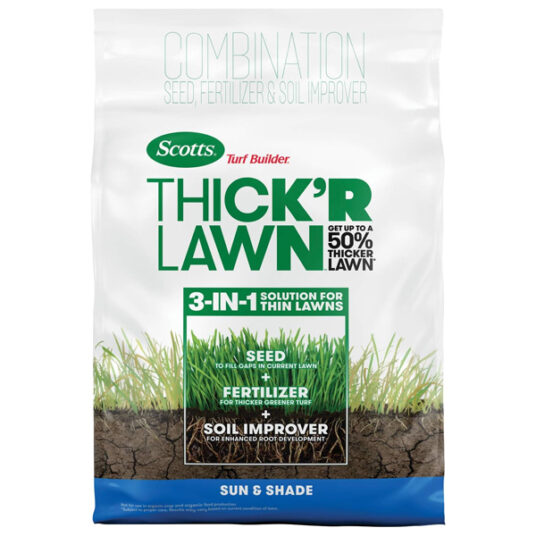 Scotts 12-pound Turf Builder Thick’R Lawn grass seed for $17