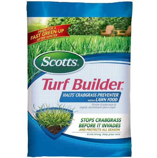 Scotts Turf Builder 5,000 sq. ft. halts crabgrass preventer with lawn fertilizer for $18