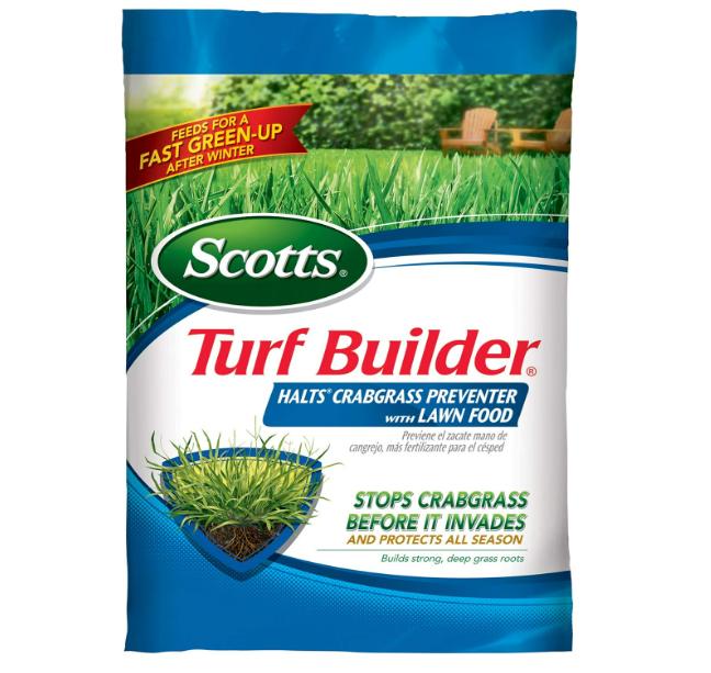 Scotts Turf Builder 5,000 sq. ft. halts crabgrass preventer with lawn fertilizer for $30