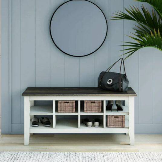 Twin Star Home two-tone bench with storage for $64