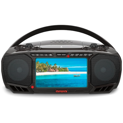 Aiwa portable Bluetooth CD/DVD Roku smart boombox with 7-inch LCD screen for $80