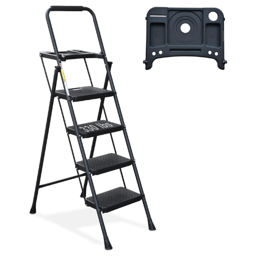 HBTower Store 4-step folding step stool with tool platform for $76