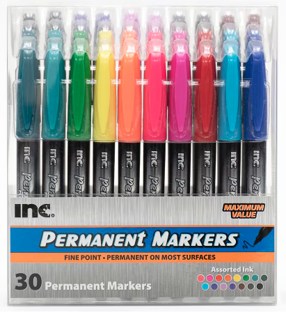 Inc. 30-count assorted permanent marker set for $3