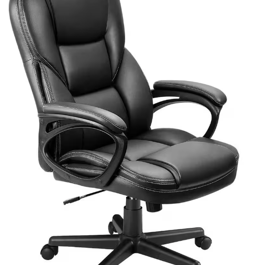 Lacoo Big and Tall black leather office chair with swivel seat for $87