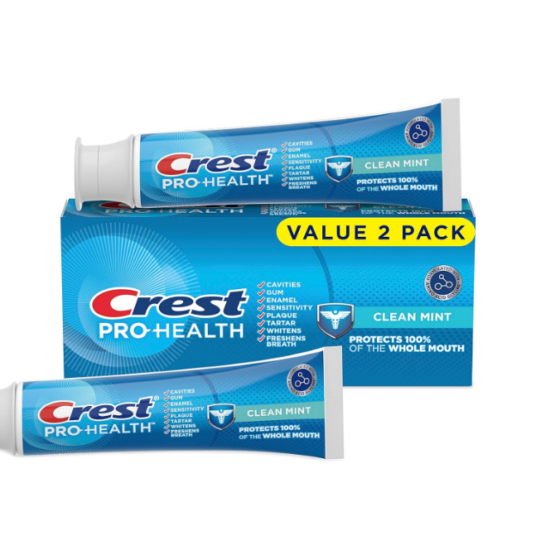 2-pack Crest Pro-Health Clean Mint toothpaste for $4