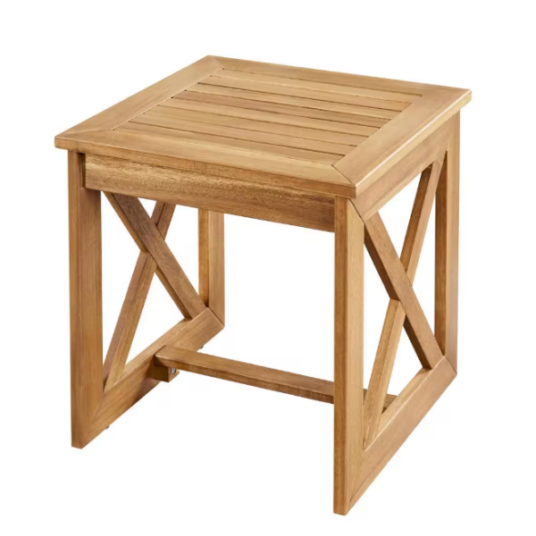 Hampton Bay 18″ natural brown outdoor side table for $35