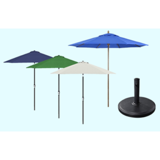 Astella and California patio umbrellas and bases from $25