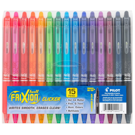 15-pack Pilot FriXion Clicker erasable gel pens for $18
