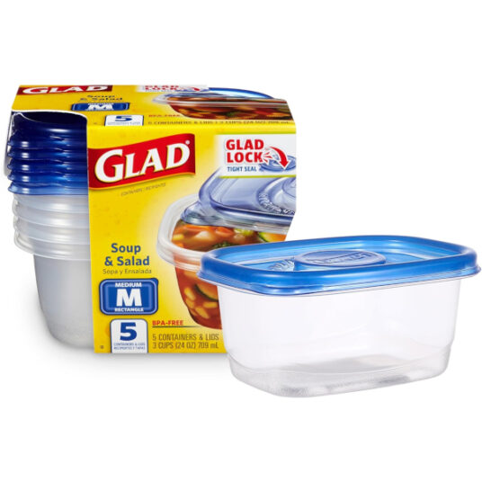 GladWare 5-count 24-ounce containers for $4