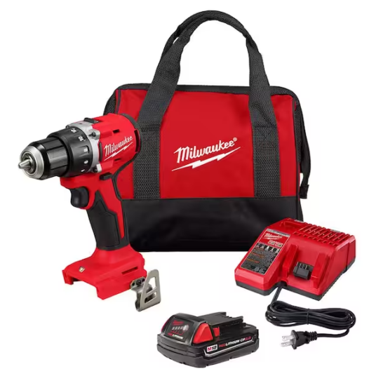 Milwaukee M18 18V Lithium-Ion brushless cordless 1/2-in. drill/driver with battery, charger and bag for $99