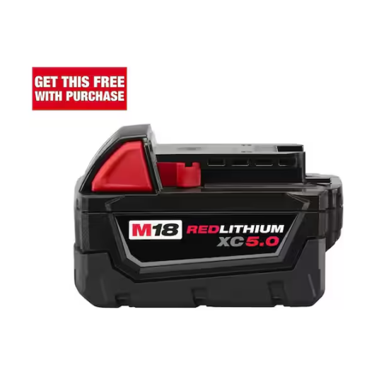 Milwaukee M18 Lithium-Ion 18V 5.0 Ah XC extended capacity battery for $99