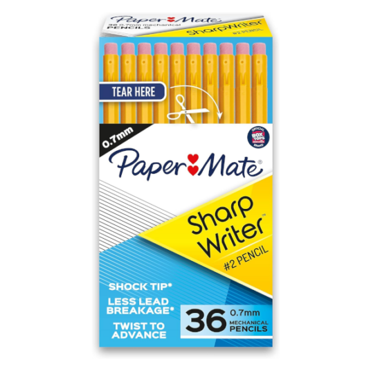 Paper Mate SharpWriter mechanical pencils 0.7mm 36-count for $8