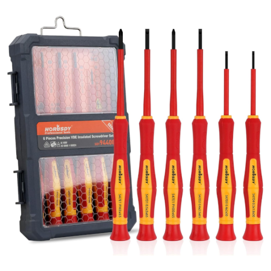 Horusdy 1000V 6-piece mini insulated screwdriver set with magnetic tips for $10