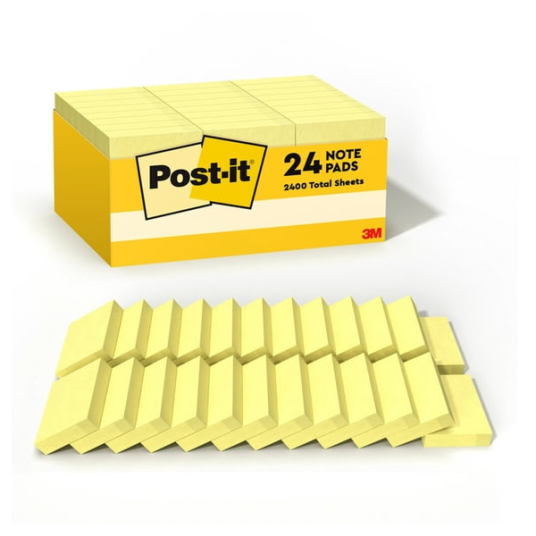 Post-it Notes 24 pads, 2,400 sheets for $7