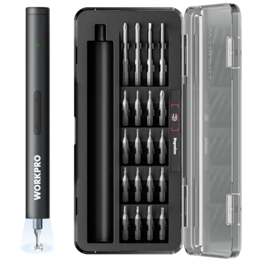 Workpro 20-in-1 mini electric screwdriver with magnetizer for $14
